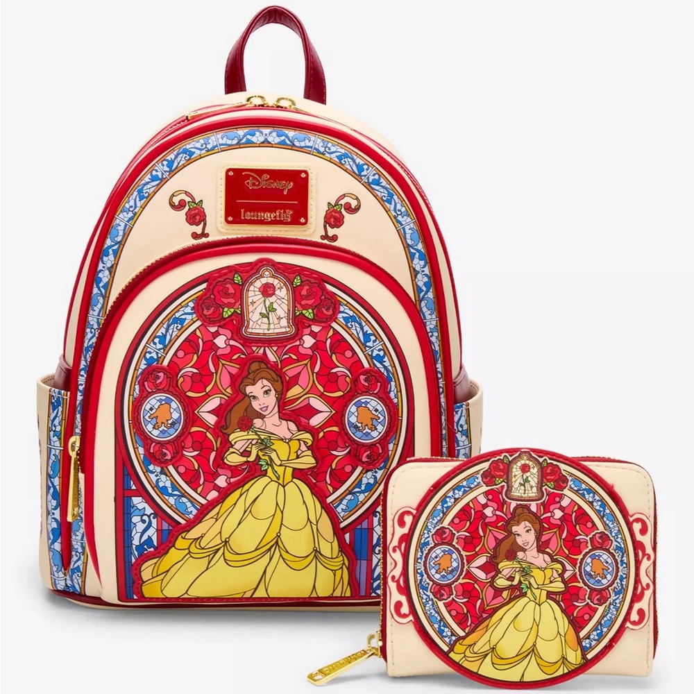 Loungefly Beauty and the Beast Belle Stained Glass Portrait Mini Backpack Set